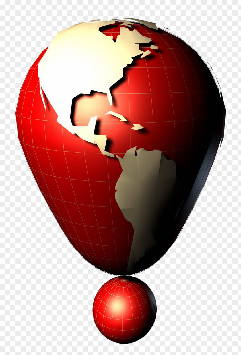 Red 3d Exclamation Point Perspective Sphere Mark Question Globe PNG