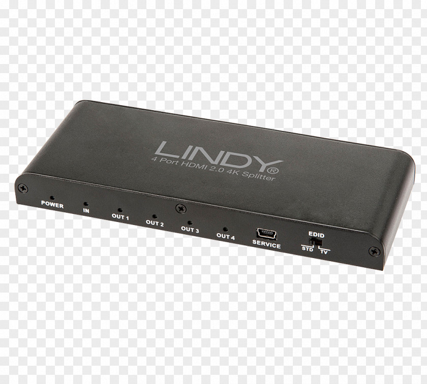 Atenção LINDY-USA 38221 4 Port HDMI 2.0 4K UHD Splitter Ultra-high-definition Television Computer Resolution PNG