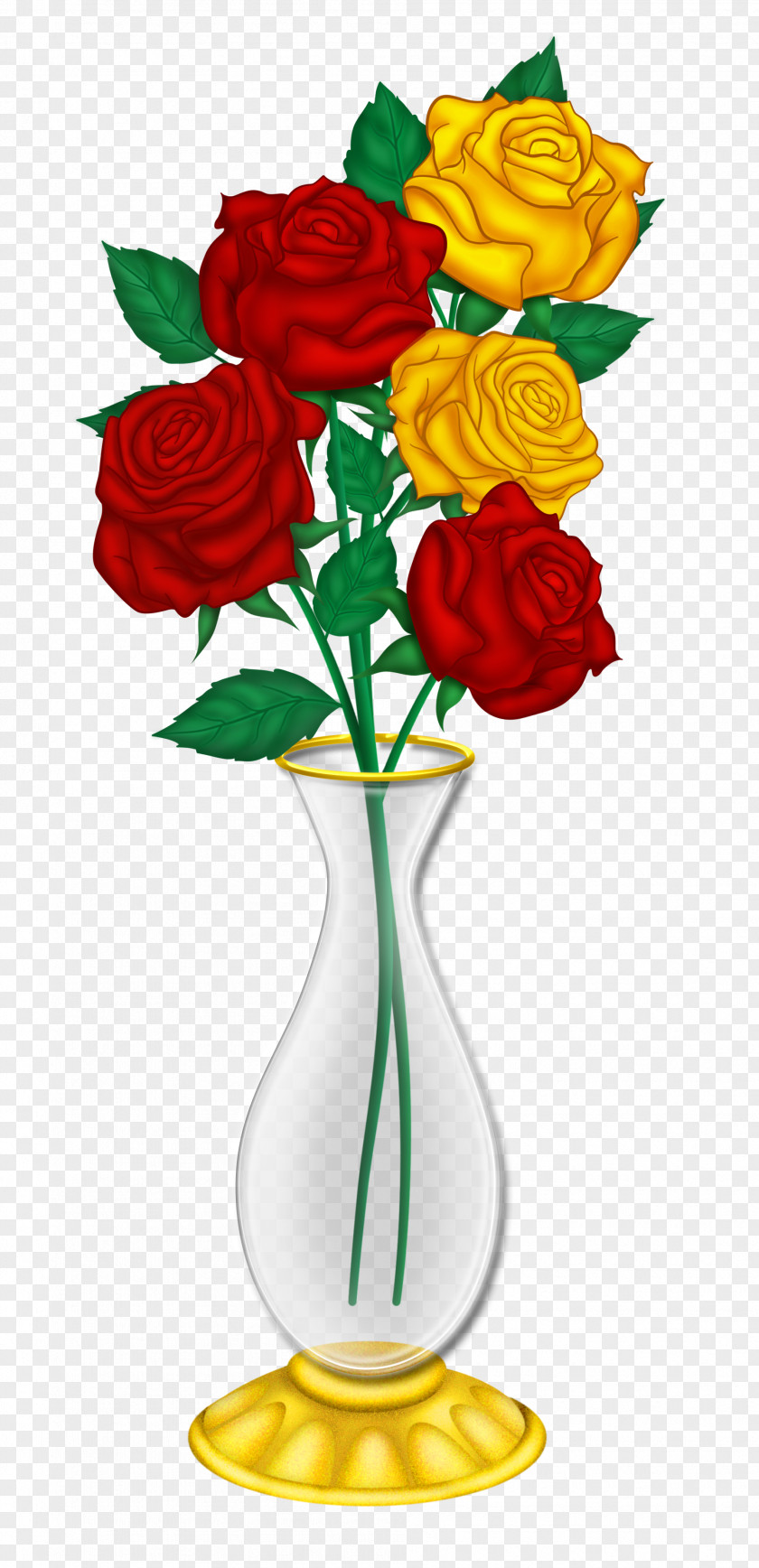 Beautiful Vase With Red And Yellow Roses Picture Flower Rose Clip Art PNG