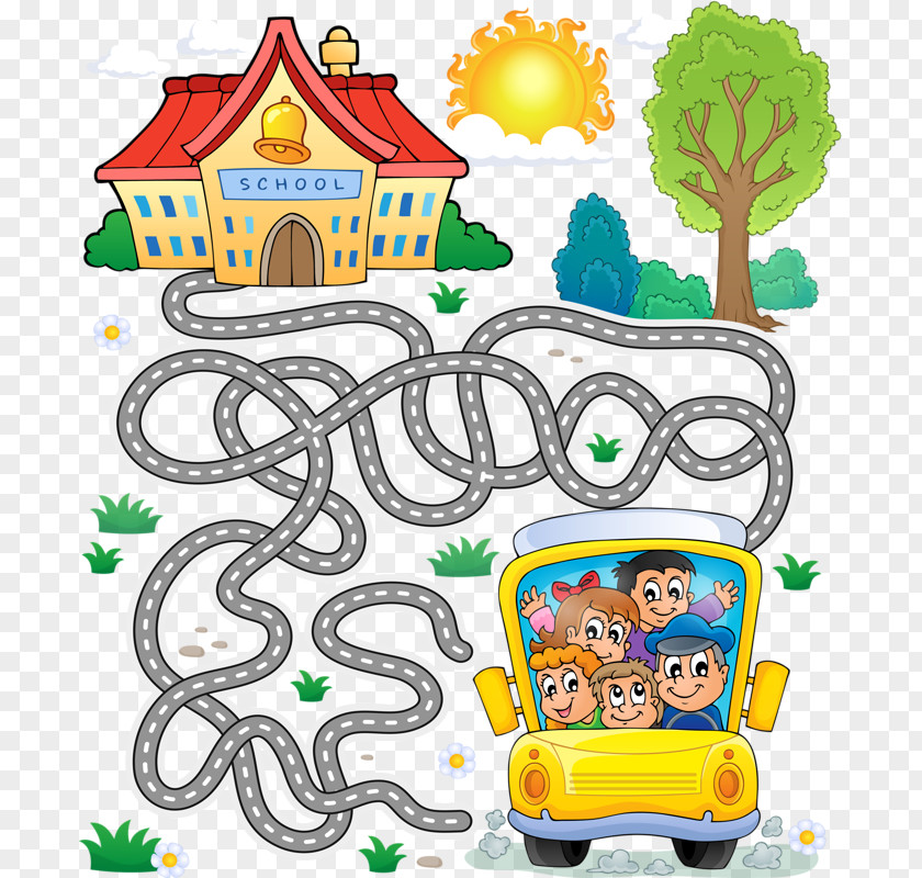 Maze House Coloring Book Illustration PNG