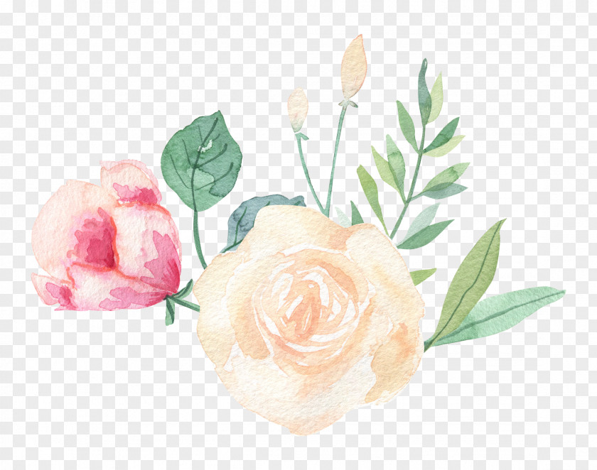 Boquet Cartoon Bridal Shower Guest Book Watercolor: Flowers Watercolor Painting Paint Brushes PNG