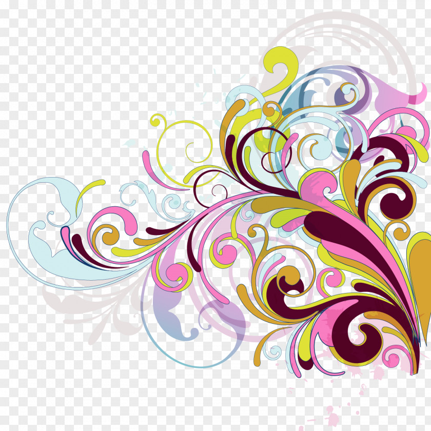 Color Flower Winding Rat Vector Material Euclidean PNG