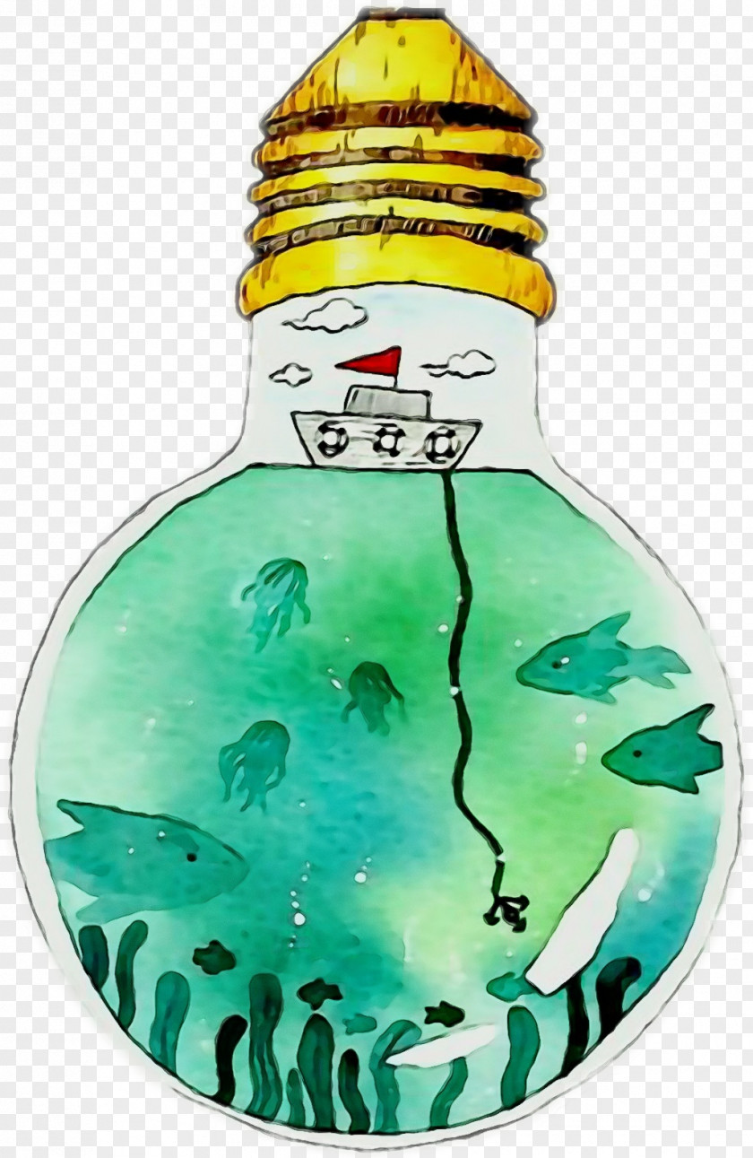 Green Water Holiday Ornament Liquid Bottle PNG