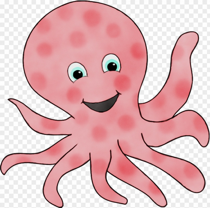 Octopus Pink Giant Pacific Cartoon Head PNG