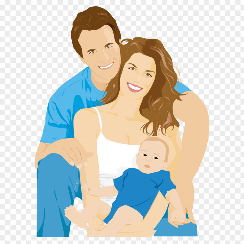 A Family Of Three Euclidean Vector Illustration PNG