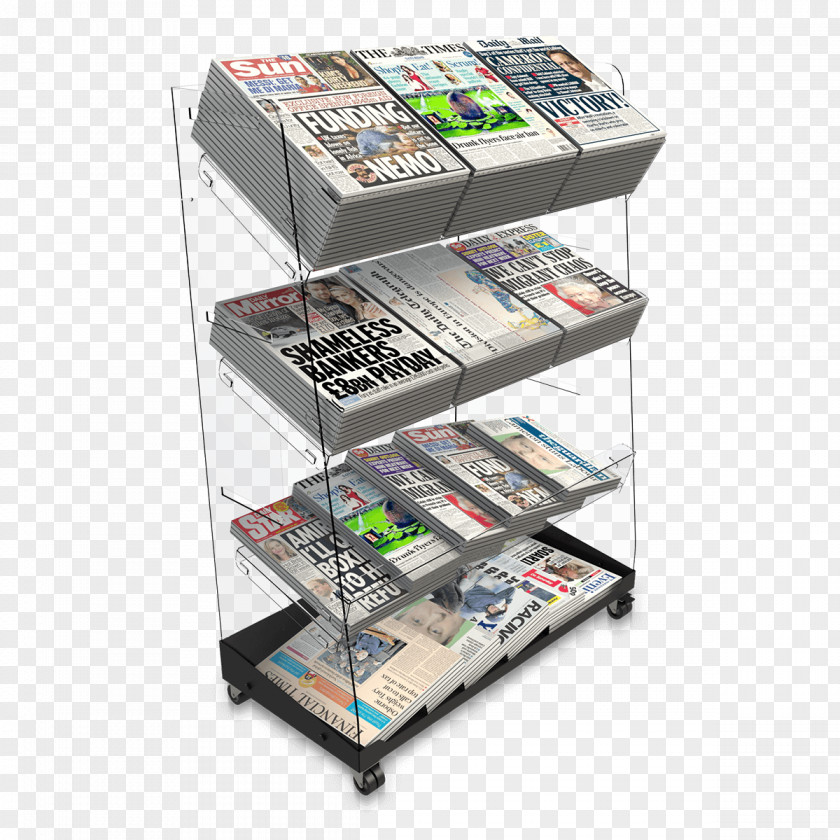 Shelf Newspaper Vending Machine Display Stand PNG