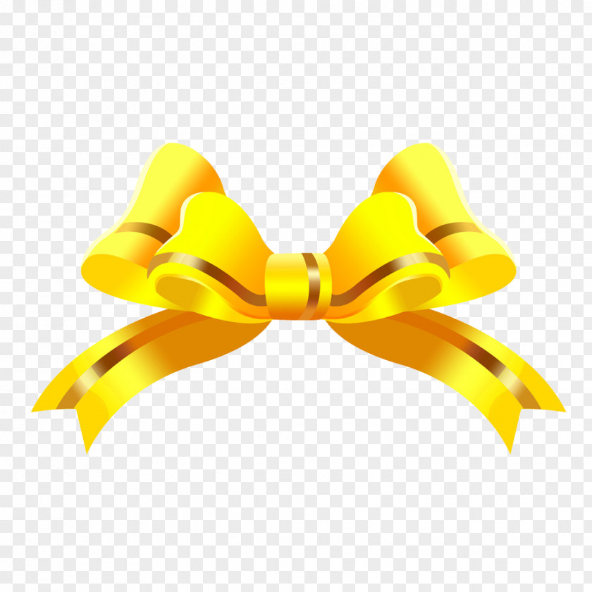Yellow Bowknot Shoelace Knot Gift Ribbon PNG