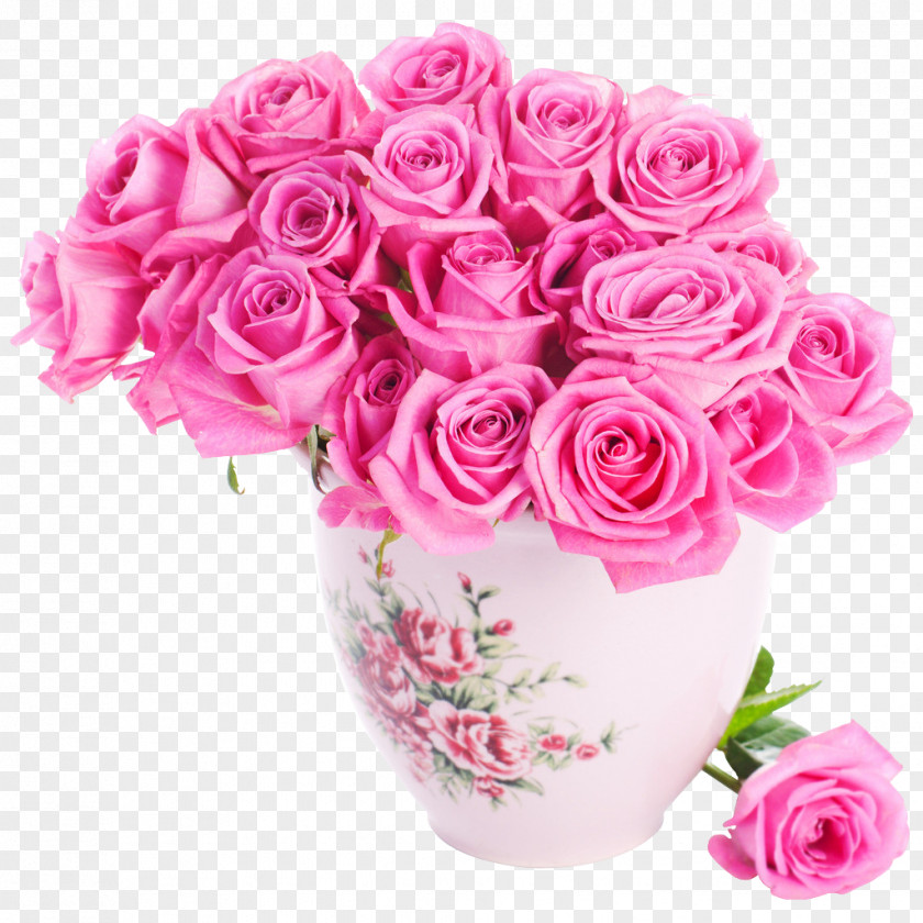 Vase Rose Pink Flowers PNG