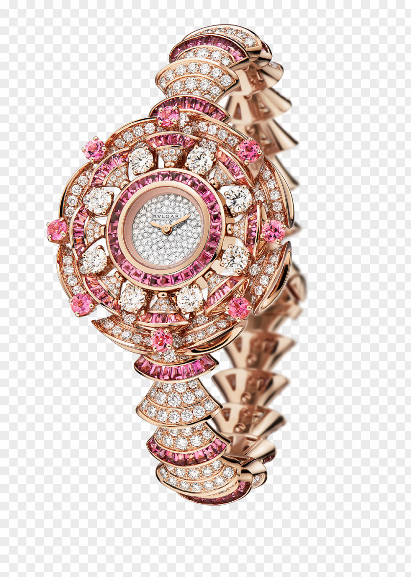 Bulgari Diamond Jewelry Watches The Female Form Rose Powder Watch Jewellery Gold PNG