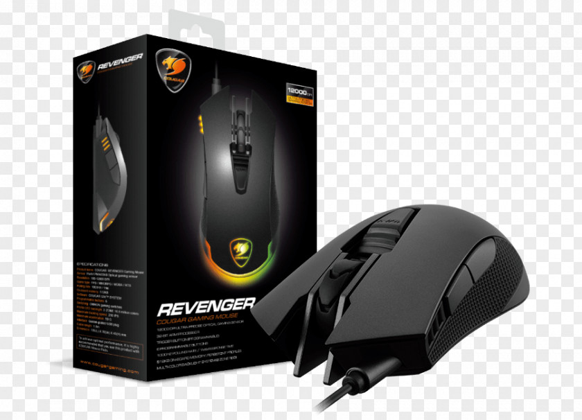 Computer Mouse COUGAR Revenger 12000 DPI High Performance RGB Pro PFS Gaming Optical Mats PNG