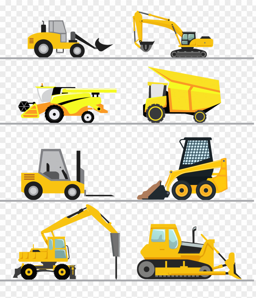 Excavator Flat Design Clip Art PNG