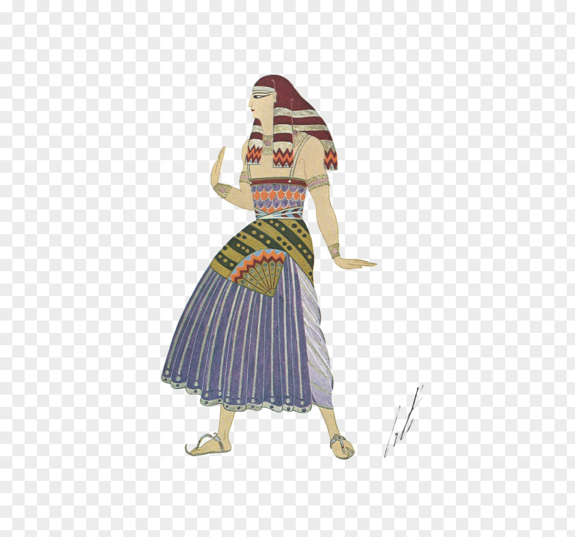 Hand-painted Murals Of Ancient Egypt Art Deco Fashion Illustration PNG