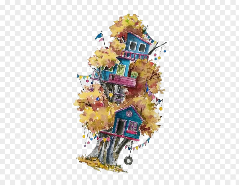 Watercolor House The Yellow Painting Graphic Design PNG