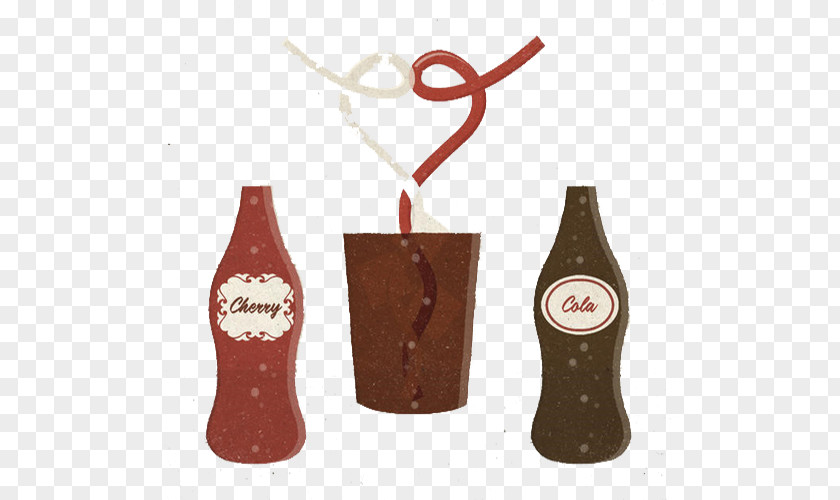 Brown Simple Cola Bottle Coca-Cola Cherry Fizzy Drinks Illustration PNG