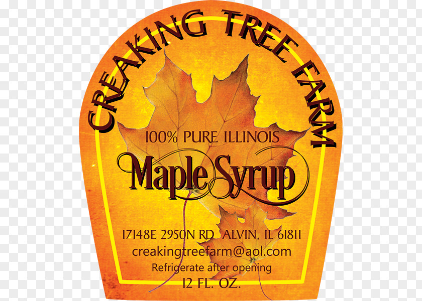 Maple Syrup Label Canadian Cuisine Bottle PNG