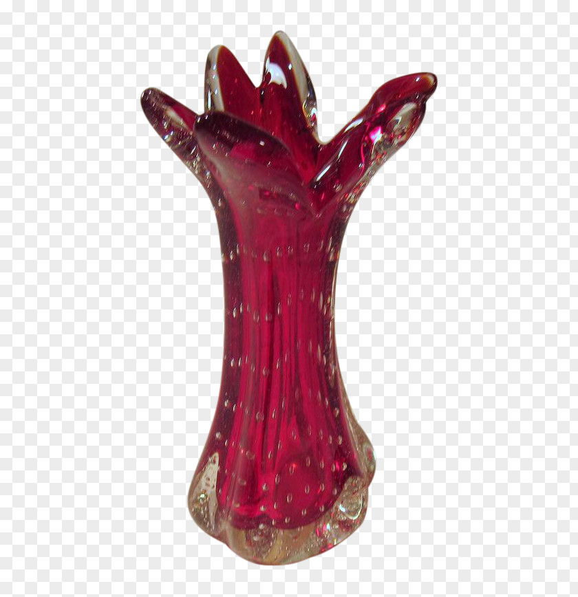 Vase Cased Glass Murano Red PNG