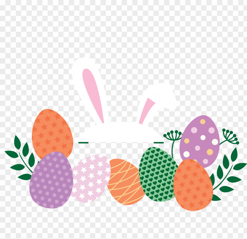 Vector Bunch Of Easter Eggs Bunny Egg Postcard PNG