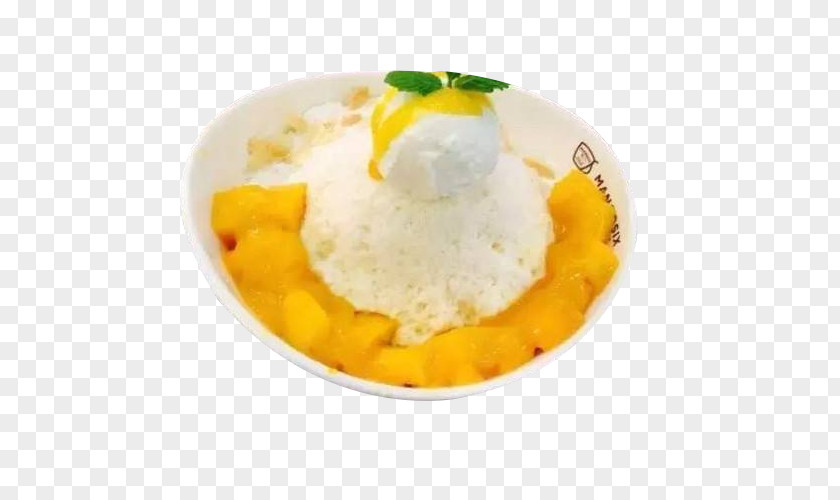 A Bowl Of Mango Yogurt Ice Cream Sticky Rice Sorbet PNG