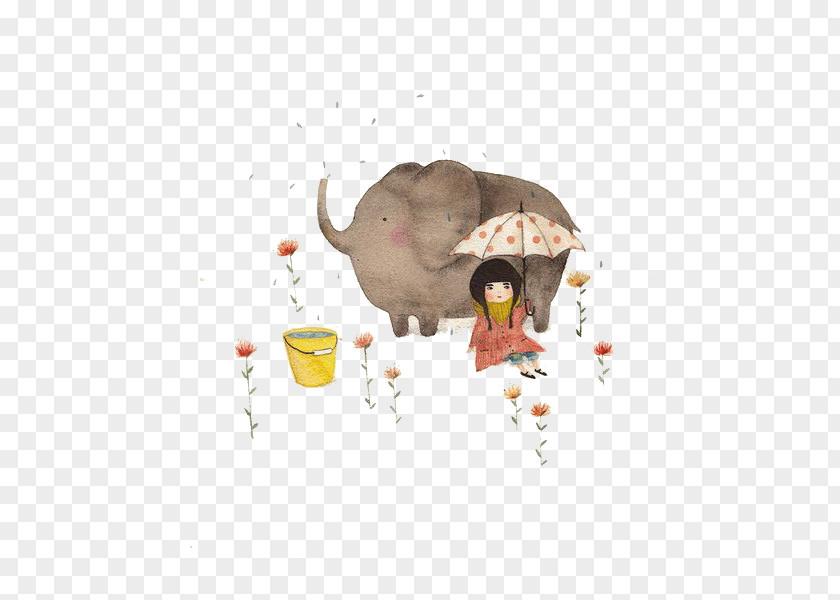 Cartoon Drawing Animation Illustration PNG Illustration, girl and elephant clipart PNG