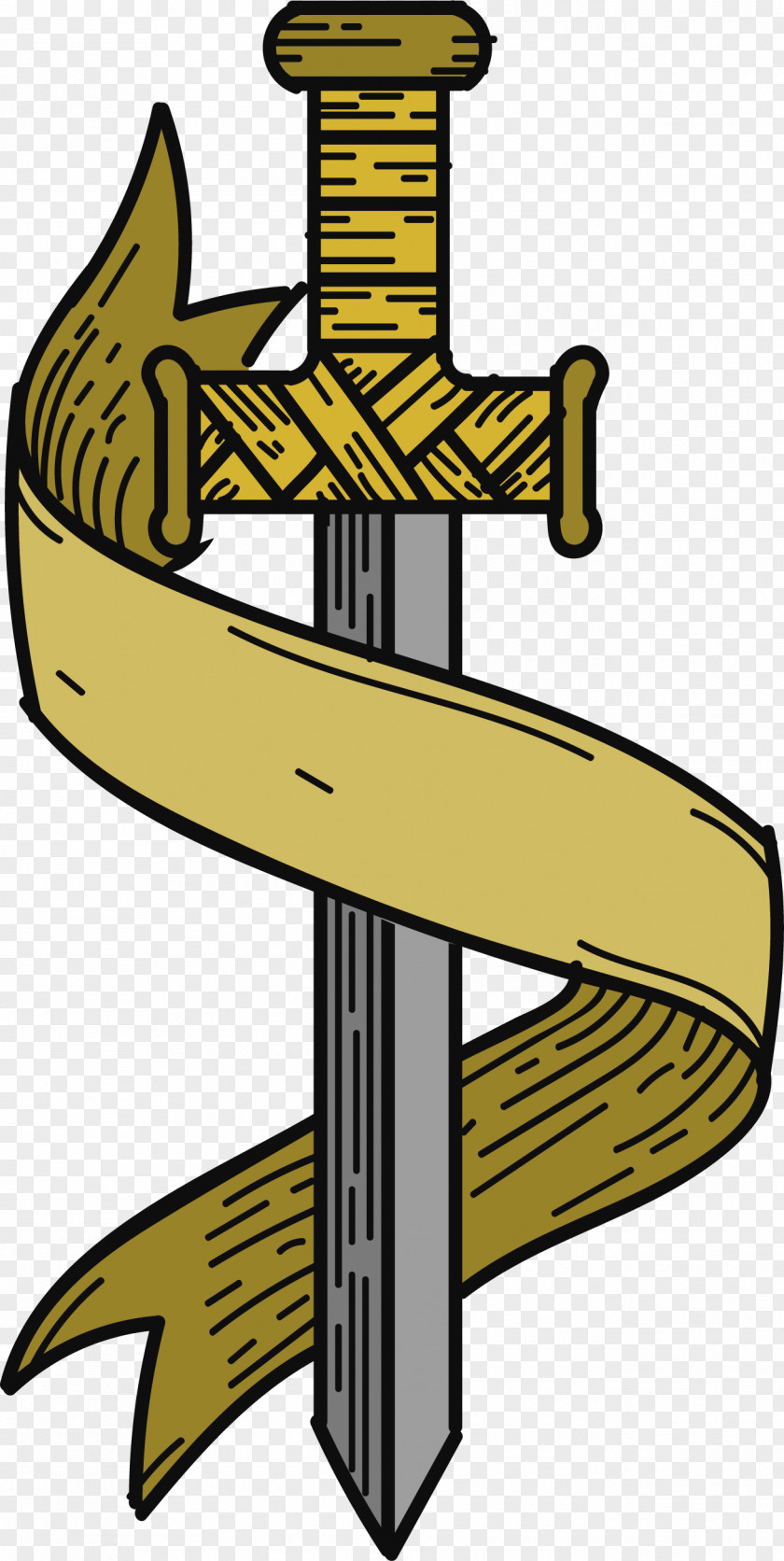 The Ribbon Is Wrapped Around Sword Clip Art PNG