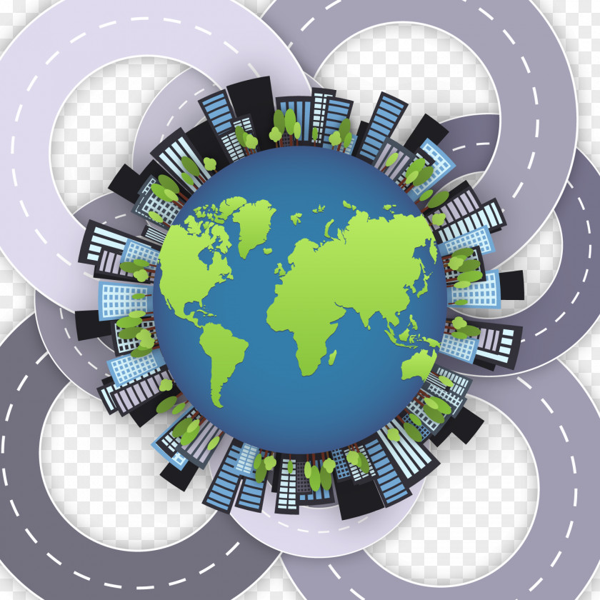 Vector City Traffic Globe World Map Stock Footage PNG