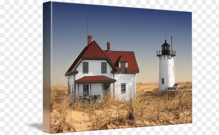 Watercolor Lighthouse Race Point Light Gallery Wrap Canvas Property PNG