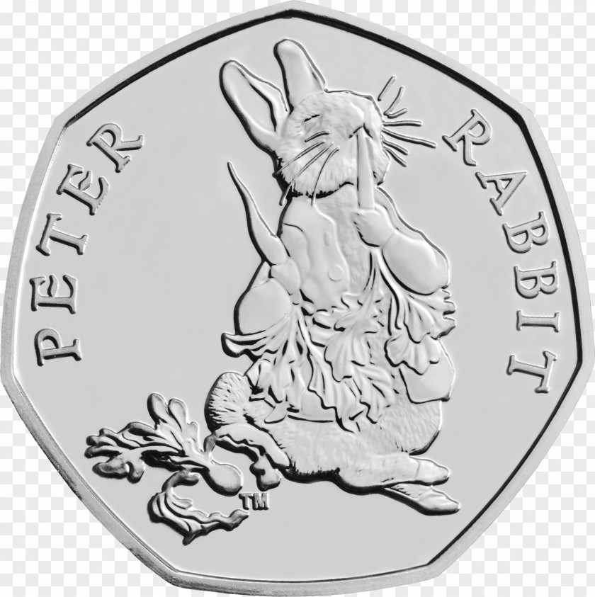 BEATRIX POTTER Royal Mint The Tale Of Peter Rabbit Mrs. Tiggy-Winkle Fifty Pence Coin PNG