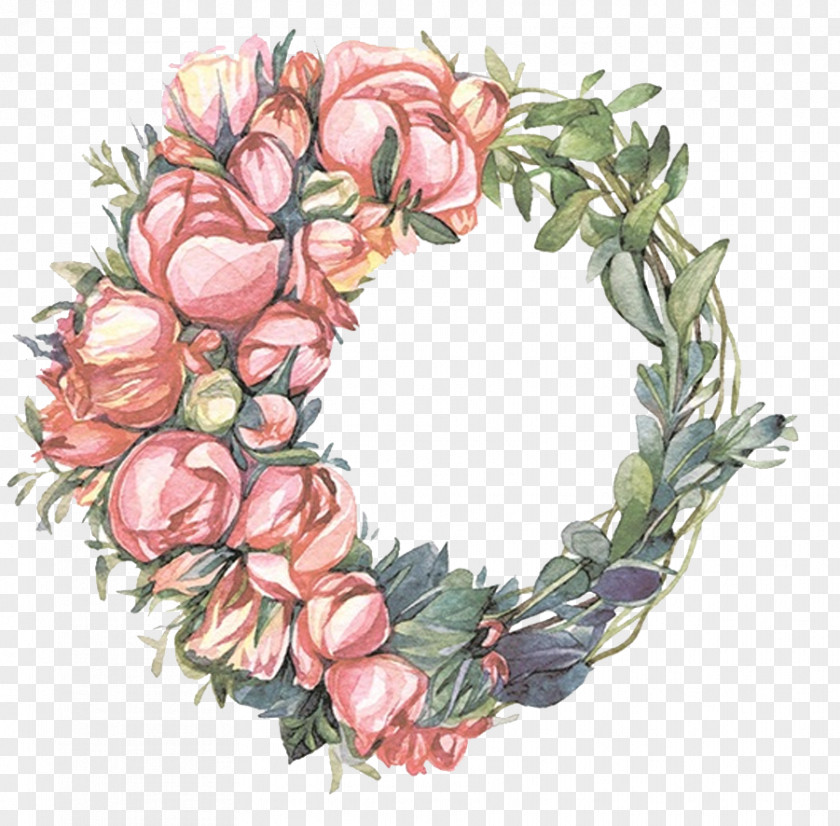 Beautiful Hand-painted Garlands Wreath Floral Design Garland Illustrator Illustration PNG