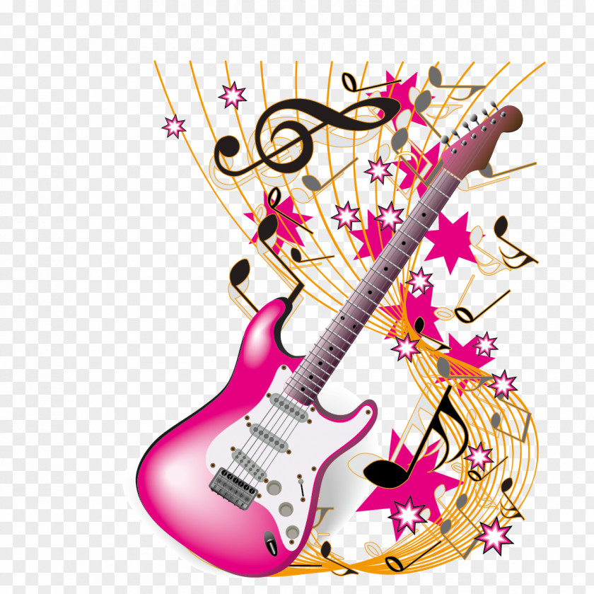 Musical Instrument Note Theme Music PNG instrument note music, guitar and musical notes, pink electric illustration clipart PNG