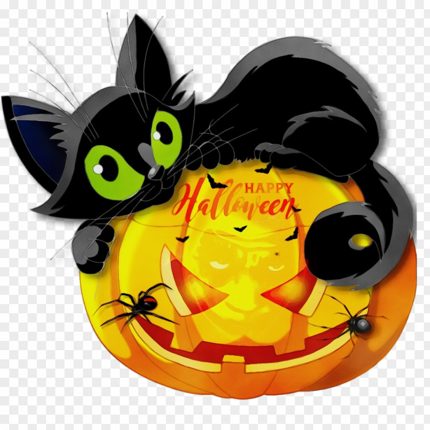 Ear Headgear Black Cat Cartoon Yellow Small To Medium-sized Cats PNG