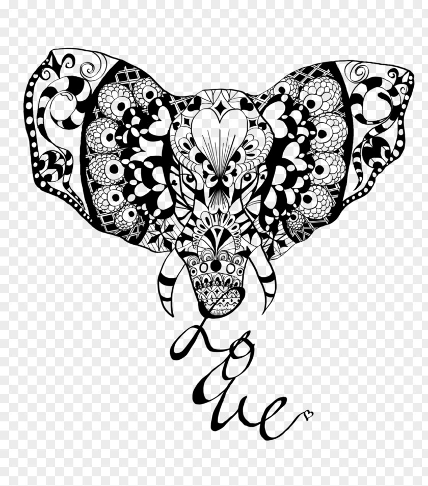 Elephant Love Moth Line Art Wing Visual Arts PNG