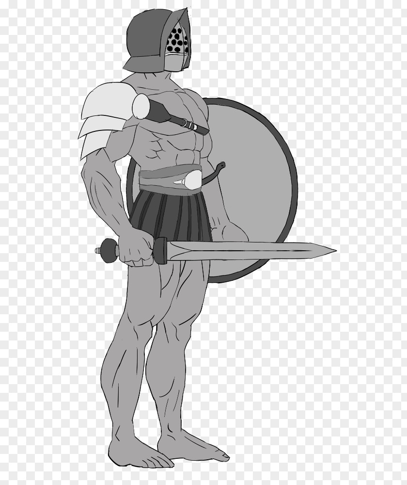 Gladiator Black And White Monochrome Art Costume Design PNG