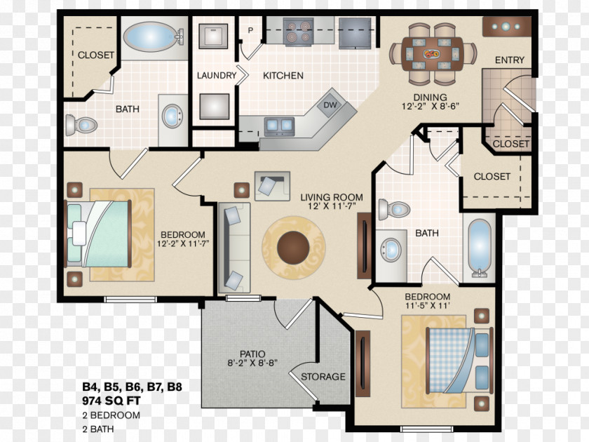 House Floor Plan Cienega-Linda Apartments PNG