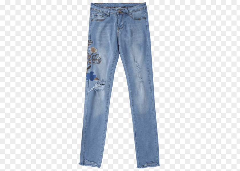 Torn Clothes Wide-leg Jeans Denim Pants Closed PNG
