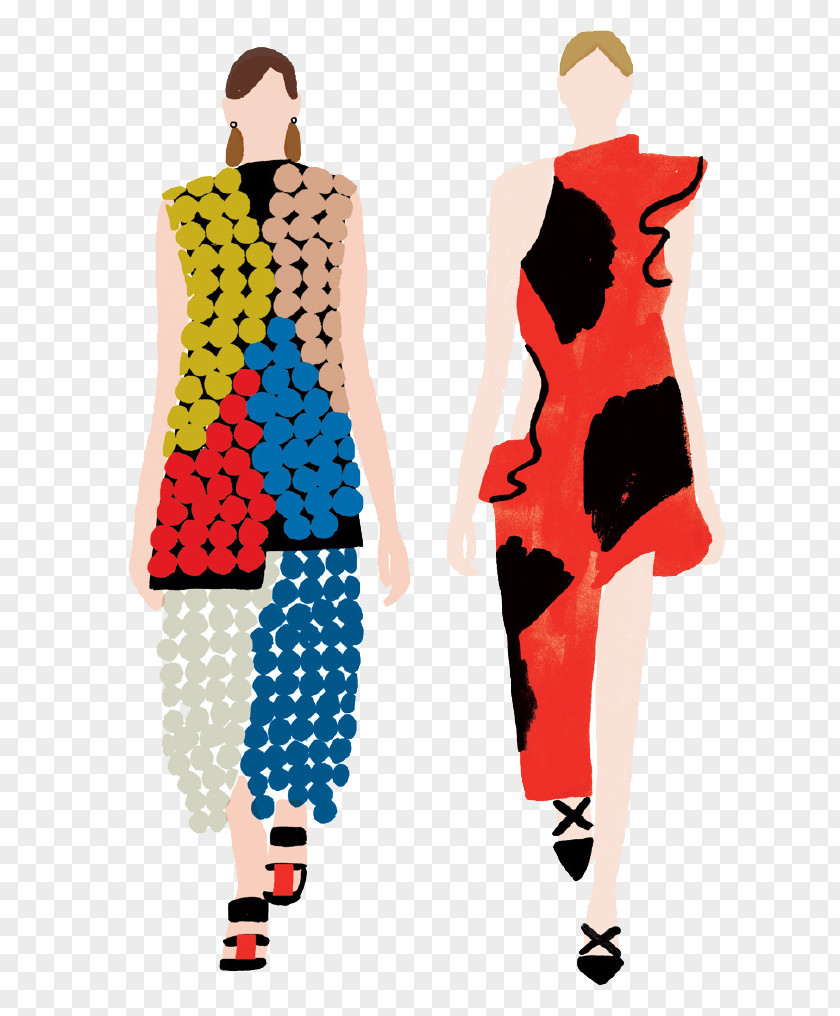 Cartoon Catwalk Model Fashion Runway Illustration PNG
