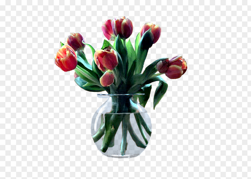 Tulip Vase Floral Design Cut Flowers PNG