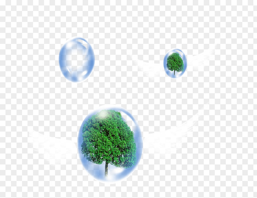 Bubbles And Tree Green Energy Circle Wallpaper PNG