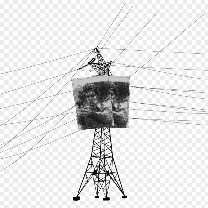 Hand Painted High Voltage Electricity Electric Power Transmission Overhead Line PNG