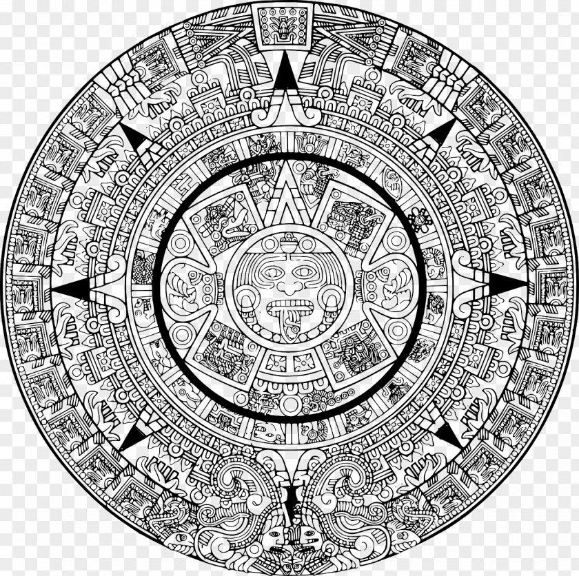 Aztec Pattern Sun Stone Calendar Clip Art Aztecs PNG