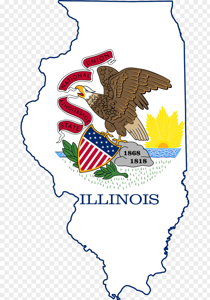 Flag And Seal Of Illinois Map State PNG