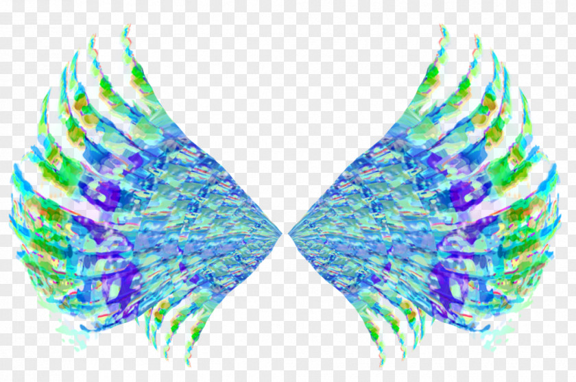 Wings Style Turquoise Teal Line Feather Microsoft Azure PNG