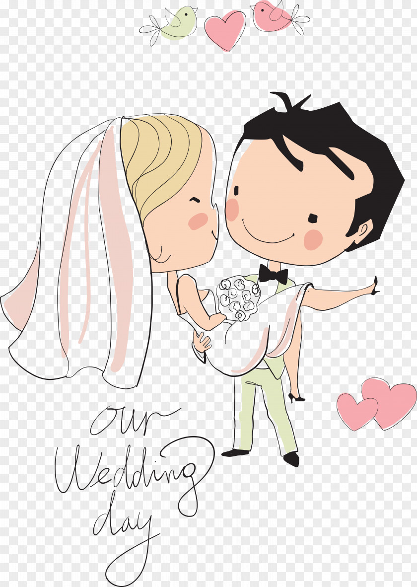 Hand-painted Cartoon Villain Wedding Invitation Bridegroom Illustration PNG