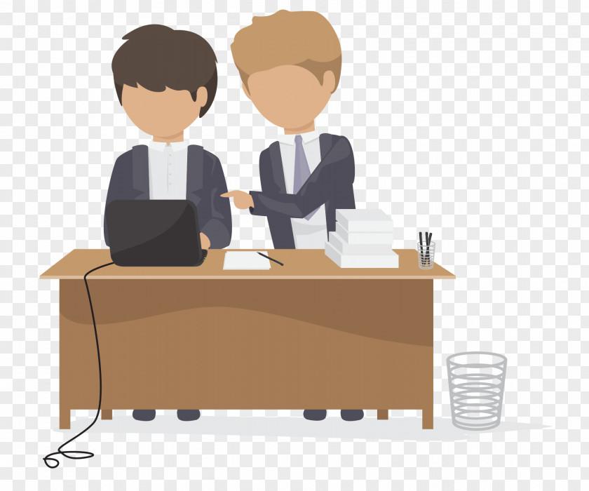Office Work Scene Logo Cartoon Icon PNG