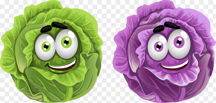 Vector Cute Cartoon Vegetables Cabbage Purple Vegetable Fruit Clip Art PNG