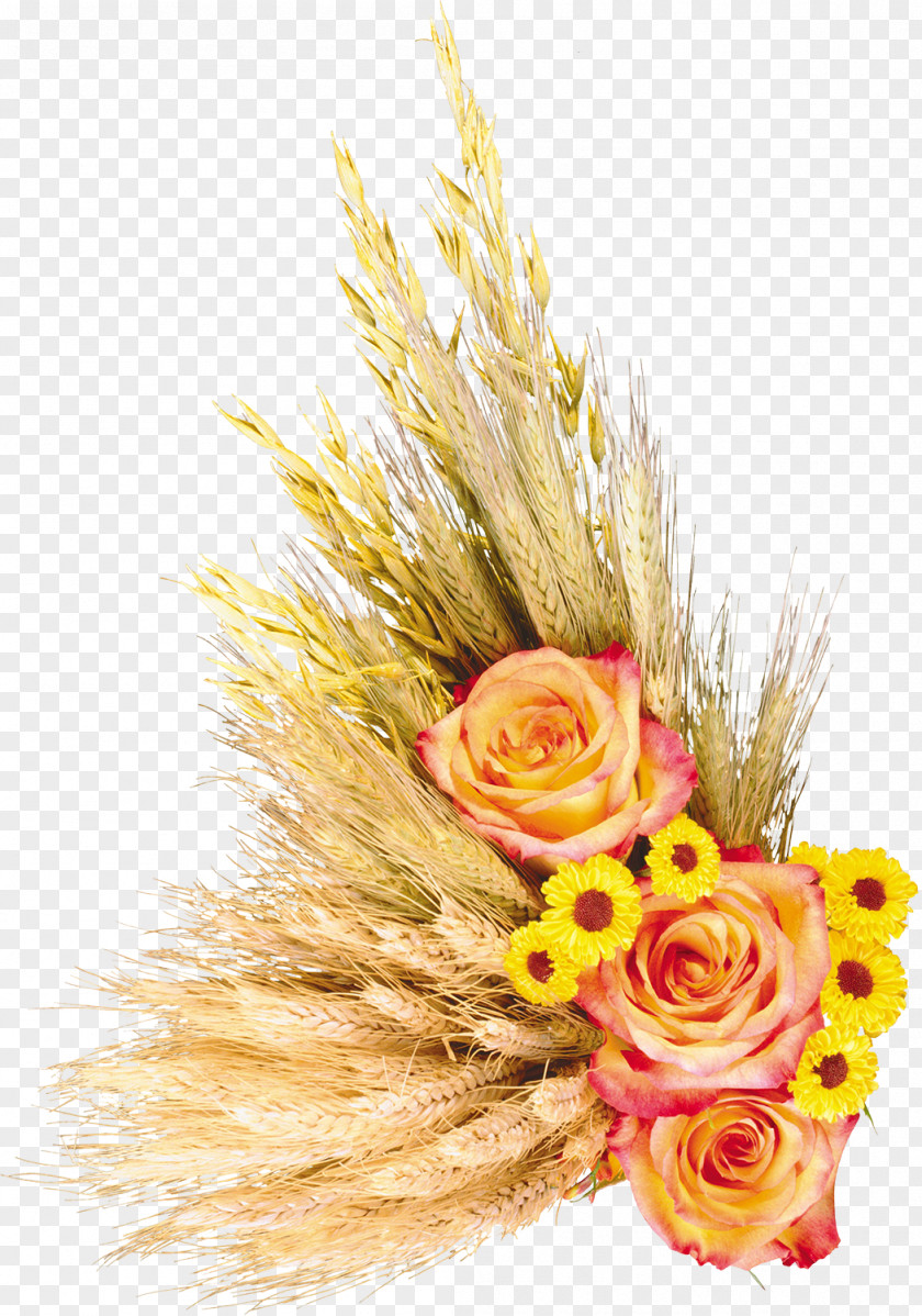 Wheat Harvest Flower Bouquet Garden Roses Ear Clip Art PNG