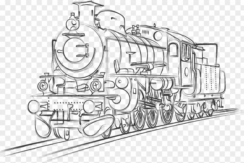 Sketches, Pencils, Hand Drawn Manuscripts, Old Trains Train Rail Transport Locomotive Sketch PNG