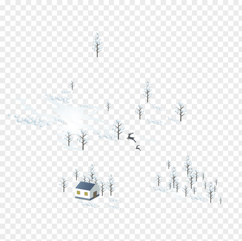 Snow House And Reindeer Christmas PNG