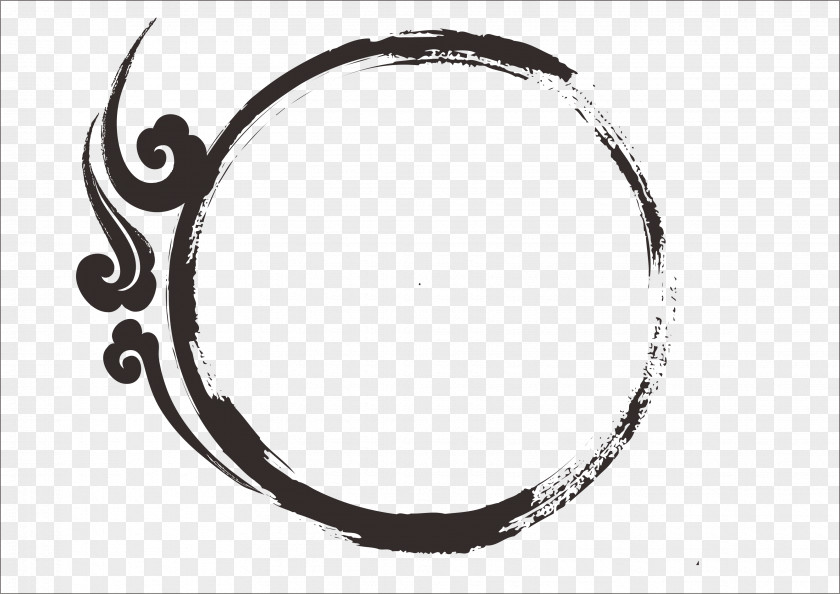 Vector Ink Circle Border PNG