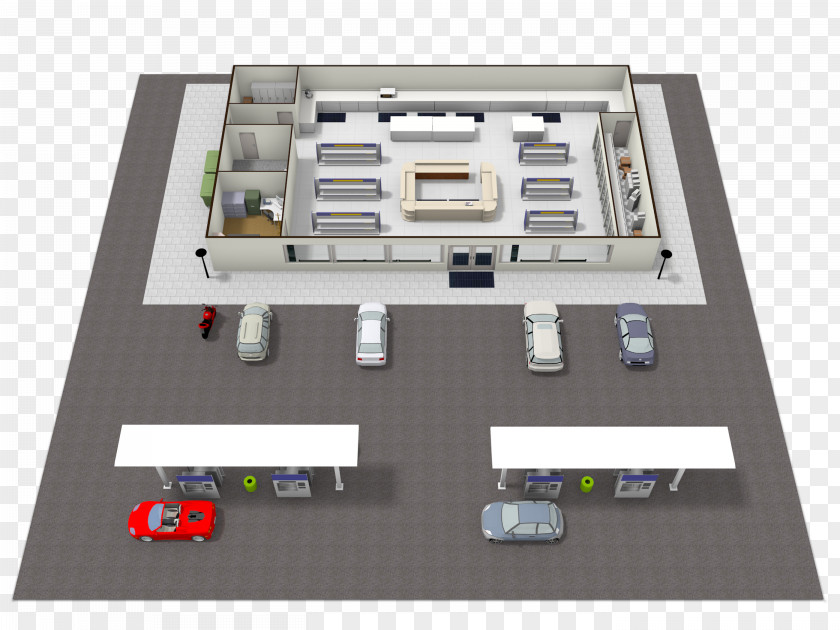 Convenience Store 3D Floor Plan House Site PNG