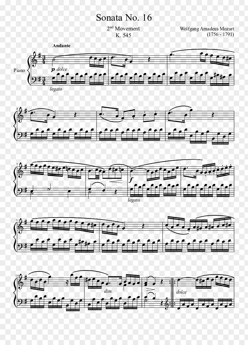 Piano Sonata No. 16 Movement C Major PNG
